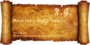 Neuliszt György névjegykártya